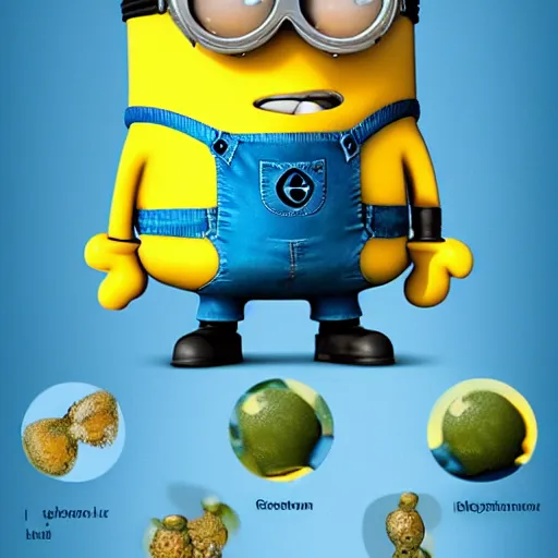 Prompt: A detailed biological anatomy of a minion.