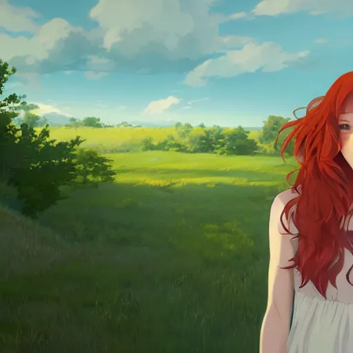 Prompt: a portrait of a young redhaired woman countryside landscape ambient lighting, 4k, anime, key visual, lois van baarle, ilya kuvshinov rossdraws The seeds for each individual image are: [3081018170, 1309988900, 513330673, 188216907, 4262862863, 3156350975, 1930897407, 2654465279, 2506921471, 872637744, 2263539546]