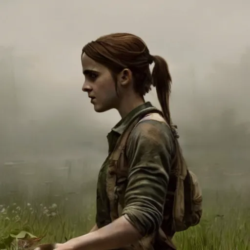 Prompt: A still of Emma Watson as Ellie from tlou,highly detailed cinematography epic composition