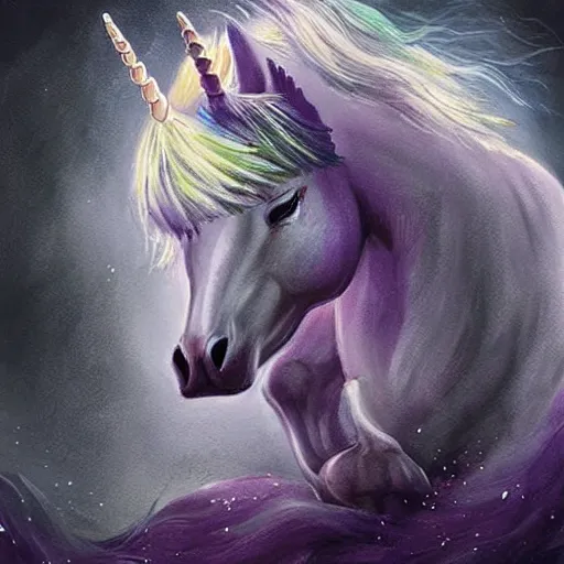 Image similar to a small fierce unicorn, fantasy art