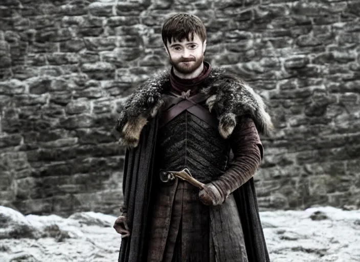 Prompt: daniel radcliffe as gelthinors in game of thrones, live action film, cinematic photo, clear hd image