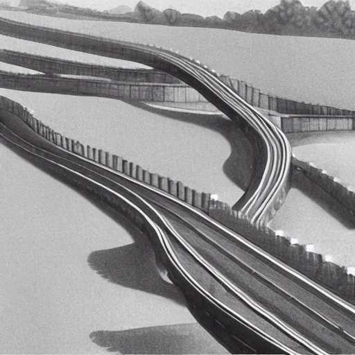 Prompt: a highway designed by mc escher