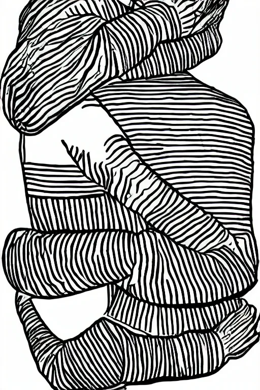 Image similar to graphic art of a single line depicting a hug