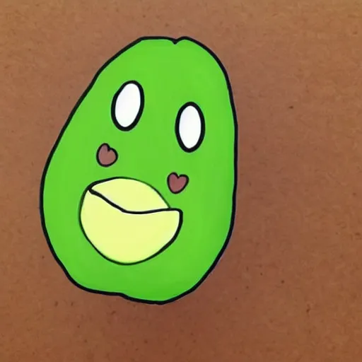 Image similar to avocado with cute smile face kawai art