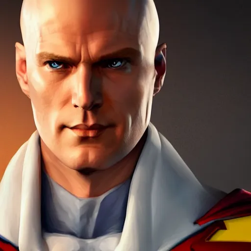 Image similar to Superman as Lex Luthor, digital portrait, artstation, cgsociety, 4k, high detail