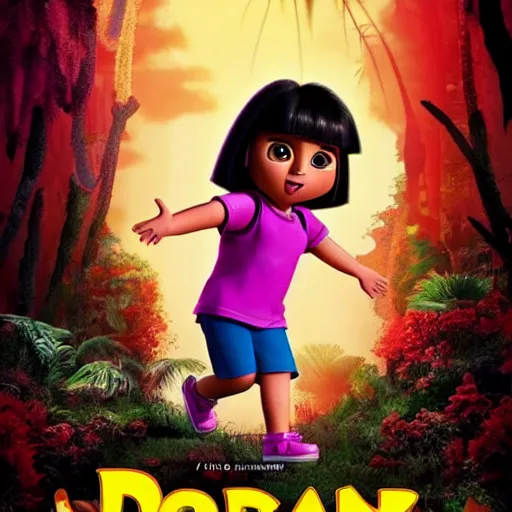 Image similar to dora the explorer in a horror movie, movie poster