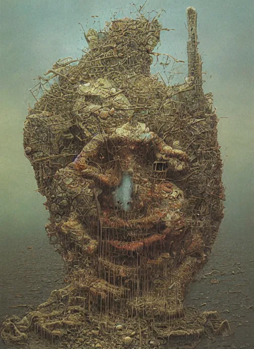 Image similar to critical instability by beksinski and salvadore dali