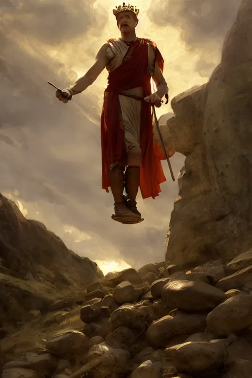 Prompt: ancient roman steve buscemi ascending wearing the civic crown while he levitates and hovers above the ground glowing with power small rocks and pebbles begin lifting off the ground around him, art by anders zorn, wonderful masterpiece by greg rutkowski, beautiful cinematic light, american romanticism by greg manchess, jessica rossier