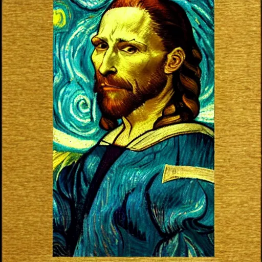 Image similar to portrait of Da Vinci in the style of Van Gogh