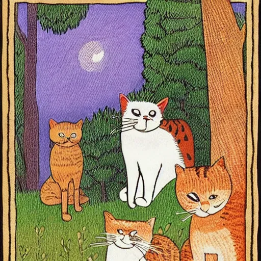 Prompt: cats in the style of glen baxter