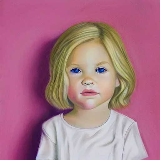 Image similar to 3 year old blonde girl with iphone, colored pencil on white background by eloise wilkin