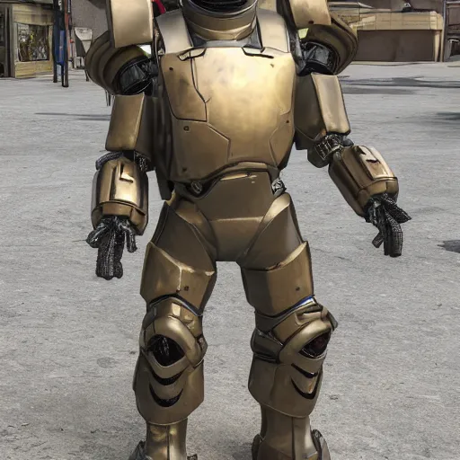 Prompt: a soldier wearing a full set of advanced siege power armor, 3 d render, octane ray tracing, ultra high detail, photorealistic