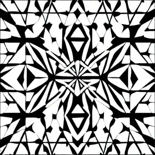 Prompt: symmetrical pattern ; black and white ; golden ratio ; holy geometry ; geometrical ; complex