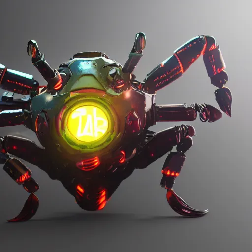 Prompt: cyberpunk battle mecha crab, smoke, LEDs, neon