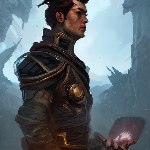 Image similar to a male rogue, symmetric face, hyperrealism, epic fantasy digital art, fantasy style art, by Greg Rutkowski, fantasy magic the gathering card art style