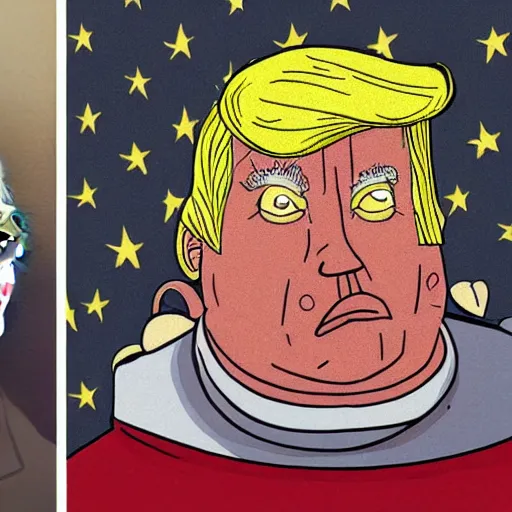 Image similar to a close - up portrait of donald trump as a big baby by chris ware