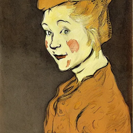 Image similar to anne heche painted by toulous - lautrec