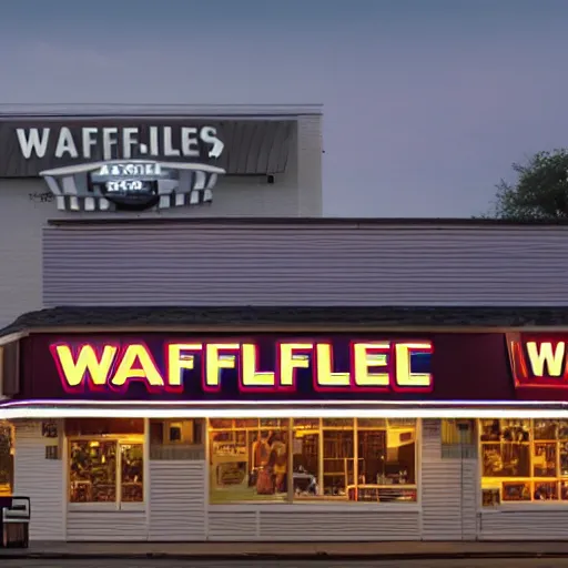 Prompt: detailed wafflehouse restaurant 4k advertising