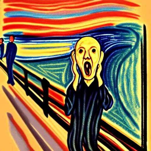 Prompt: the Scream painting but the guy screaming is Guy Fieri