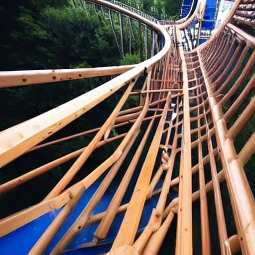 Prompt: Wooden Rollercoaster, pov cam