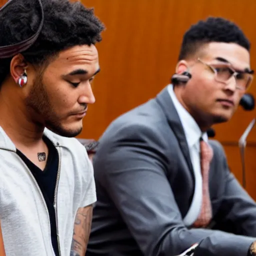 Prompt: Bryce Vine in courtroom testifying