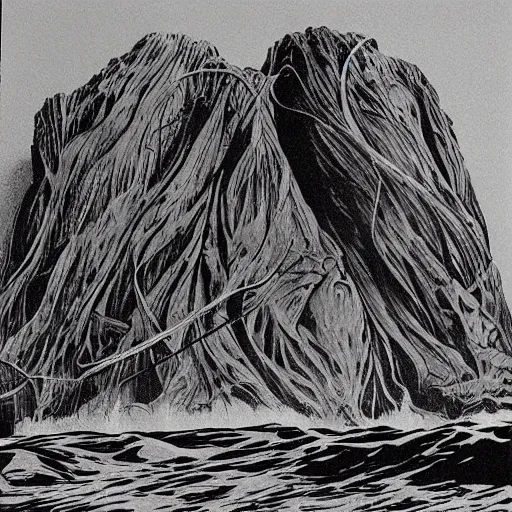 Image similar to “ bernie wrightson ” “ david cronenberg ” aquatic horror shape diablo canyon 1 0 2 4 x 1 0 2 4