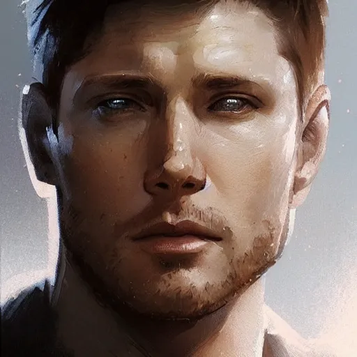 Prompt: “ portrait of jensen ackles by greg rutkowski, young, attractive, highly detailed portrait, scifi, digital painting, artstation, concept art, smooth, sharp foccus ilustration, artstation hq ”