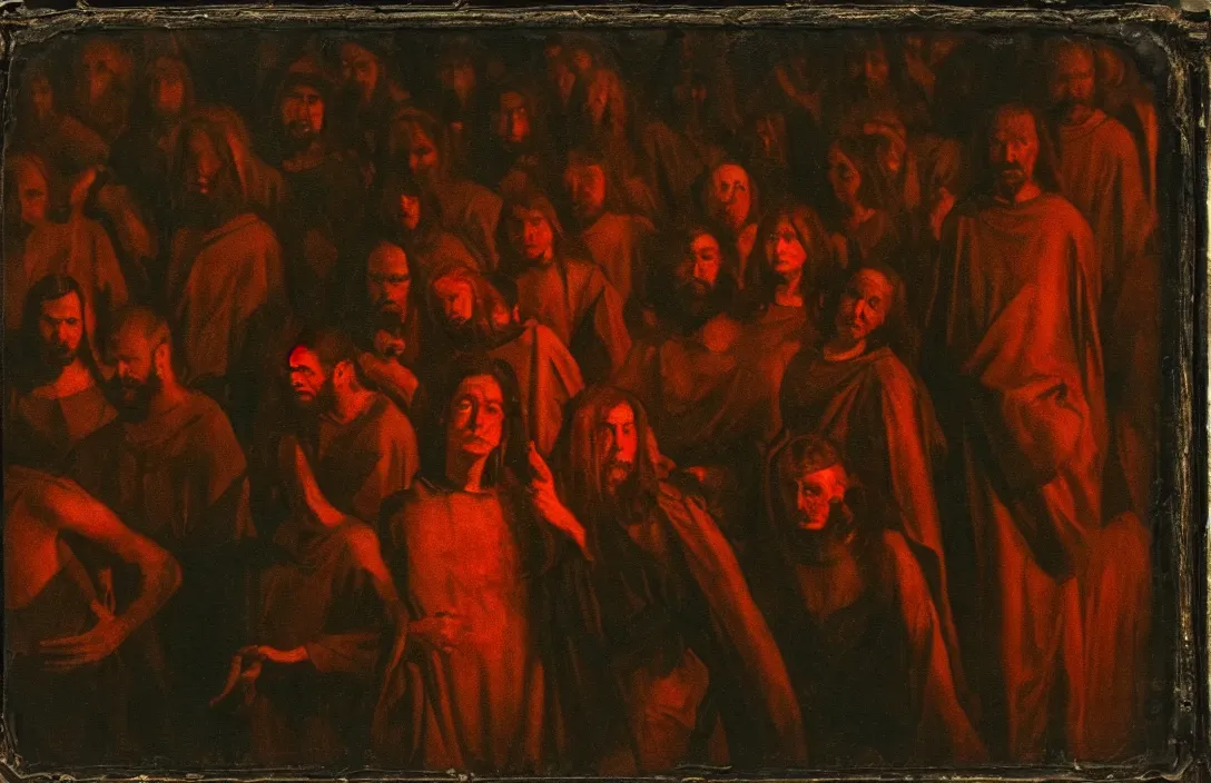 Prompt: this work is the centre panel of an altarpiece artists oeuvre intact flawless ambrotype from 4 k criterion collection remastered cinematography gory horror film, ominous lighting, evil theme wow photo realistic postprocessing concentration camps painting by claude gellee