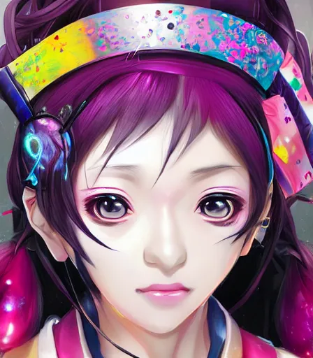 Image similar to An anime portrait of decora cybergoth Mitsuri Kanroji, by Stanley Artgerm Lau, WLOP, Rossdraws, James Jean, Andrei Riabovitchev, Marc Simonetti, and Sakimichan, tranding on artstation