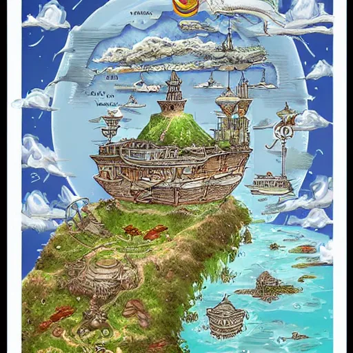 Image similar to fantasy world dream floating island city floating city kerris by tyleredlinart campaign world map