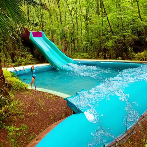 Image similar to subtropical pool water slide in forest