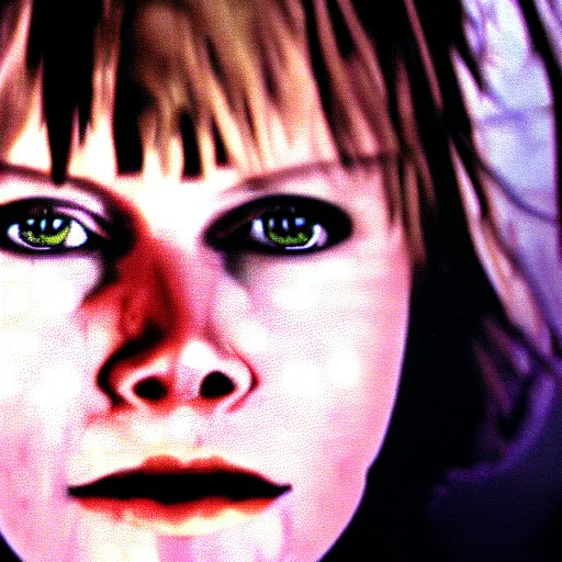 Prompt: close up portrait of heather mason in silent hill 3, on stage at heaven's night nightclub, 8 k, realistic,, richard avedon photography