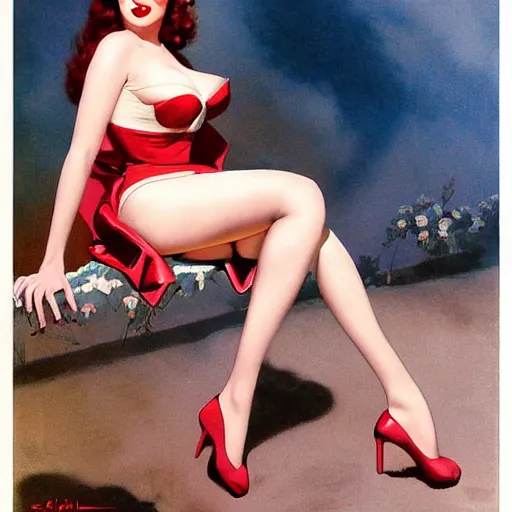 Prompt: Elvira by Gil elvgren