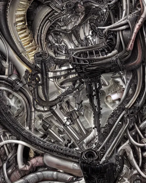 Image similar to balenciaga track by hr giger, biomechanical, 4 k, hyper detailed