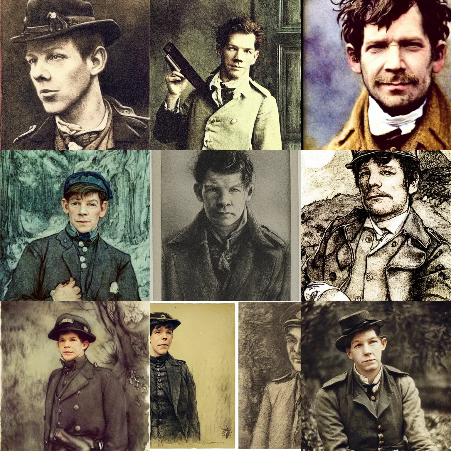 Prompt: thirtysomething years old lee evans as a ( ( ( sad ) ) ), dreamy, quirky 1 9 th century, austrian postman. detailed soft focus natural lights, portrait by arthur rackham