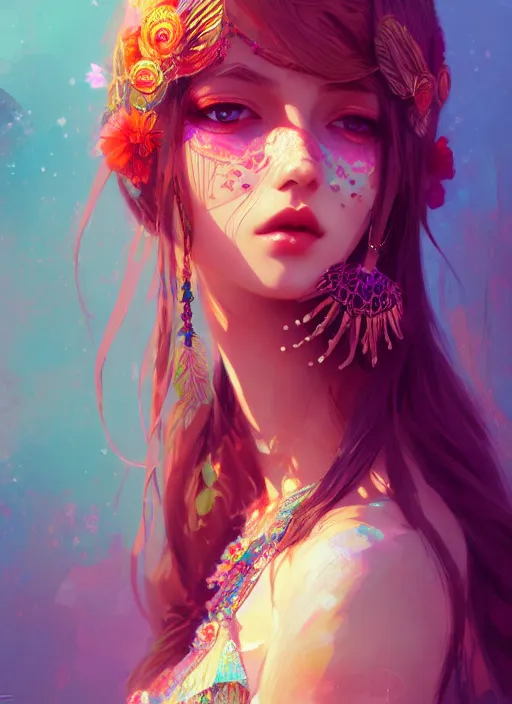 Prompt: a beautiful bohemian girl, intricate, highly detailed, digital painting, Pixiv, Artstation, official media, anime key visual, concept art, rich vivid colors, ambient lighting, sharp focus, illustration, art by WLOP
