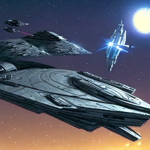 Prompt: a concept art for a star wars spaceship,cinematic, in the style of Ralph McQuarrie