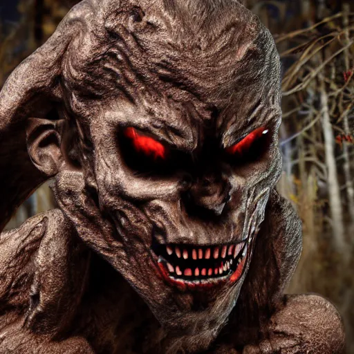 Prompt: demonic demon fleshed black mutant, 4k trailcam