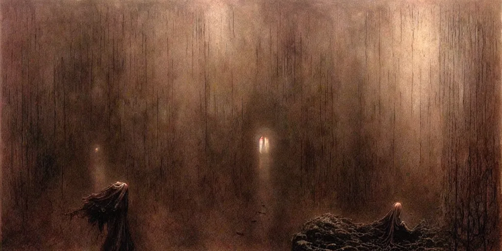 Image similar to dark underground by Beksinski, Luis Royo