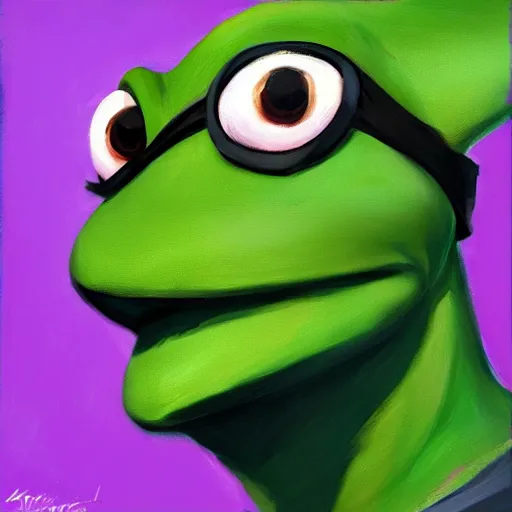 Image similar to greg manchess portrait painting of kermit the frog as overwatch character, medium shot, asymmetrical, profile picture, organic painting, sunny day, matte painting, bold shapes, hard edges, street art, trending on artstation, by huang guangjian and gil elvgren and sachin teng