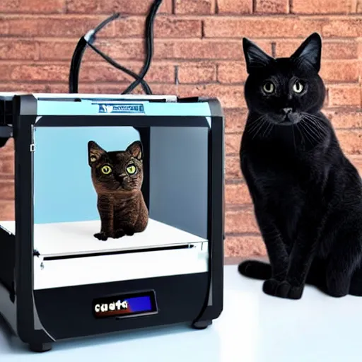 Image similar to a 3 d printer mid print, printing a real cat