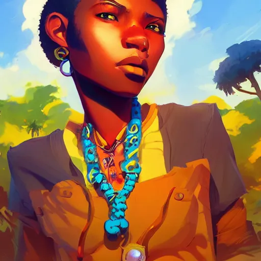 Image similar to afropunk afrika teenager, Video game character design , 2d game fanart behance hd by Jesper Ejsing, by RHADS, Makoto Shinkai and Lois van baarle, ilya kuvshinov, rossdraws global illumination