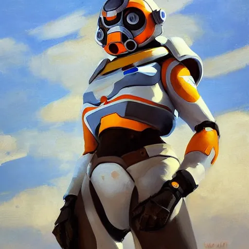 Image similar to greg manchess portrait painting of bb 8 as overwatch character, medium shot, asymmetrical, profile picture, organic painting, sunny day, matte painting, bold shapes, hard edges, street art, trending on artstation, by huang guangjian and gil elvgren and sachin teng