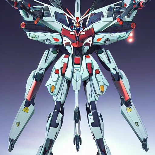 Image similar to vitruvian mecha, concept gundam macross evangelion, illuminated features, dramatic moonlit lighting, diagram specifications notations, artstation