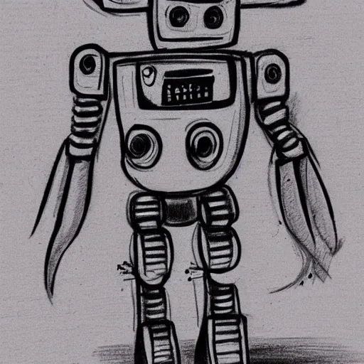Prompt: a draw of a robot drawing on an agenda