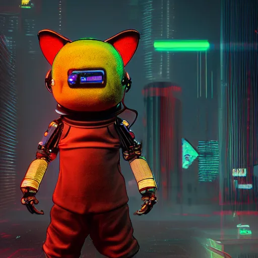 Prompt: dmt cute Cyberpunk 2077 Moogle, extremely detailed octane render