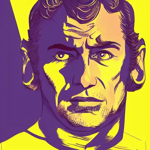 Prompt: Jude Law as a Star Trek captain, comic book art