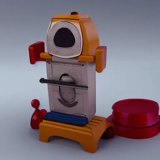 Image similar to A Fisher-Price guillotine, unreal engine 5 render, toy