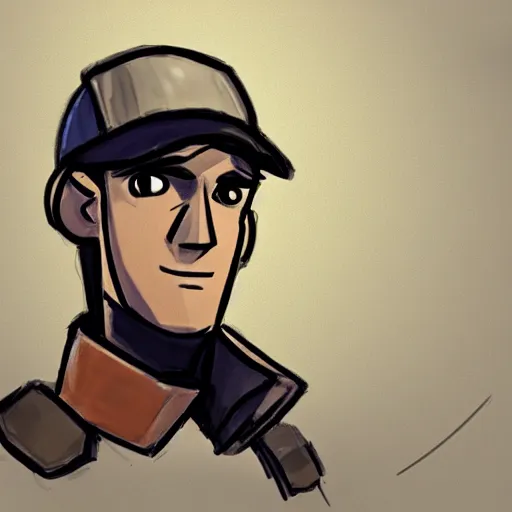 Prompt: a sketch of scout tf2