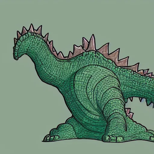 Prompt: a wave in the shape of Godzilla, cartoon drawing